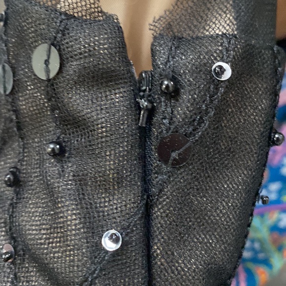 BCBG NWT Beaded Tulle Black dress with beige lining size 8 - Picture 6 of 6